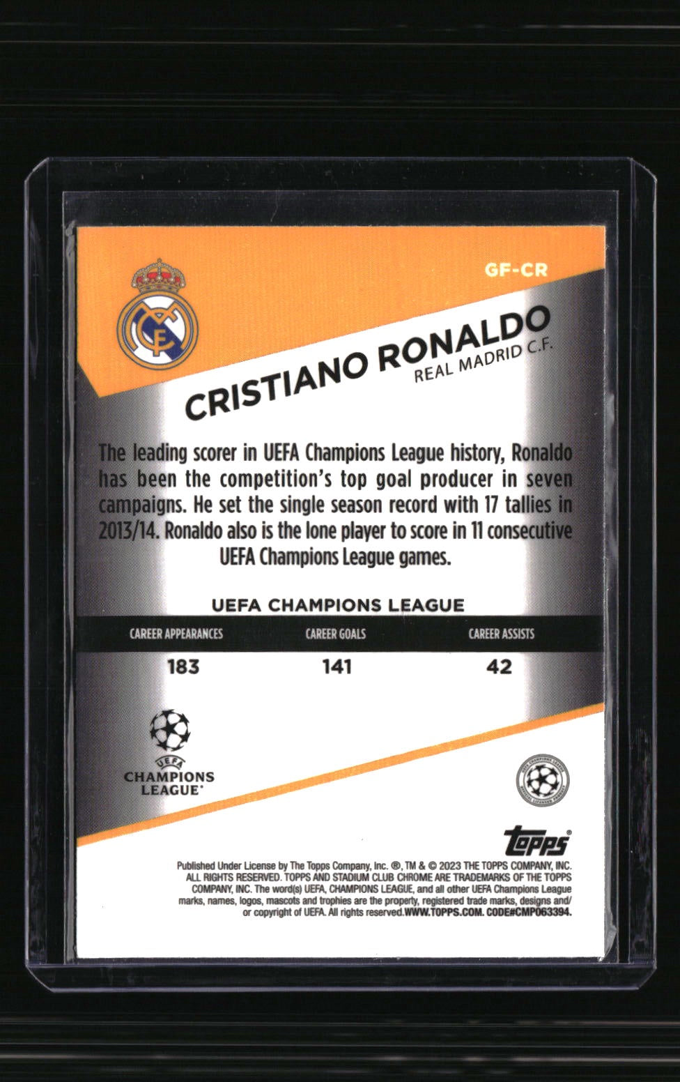 2022-23 Stadium Club Chrome UEFA Club Competitions Cristiano Ronaldo Goal Force
