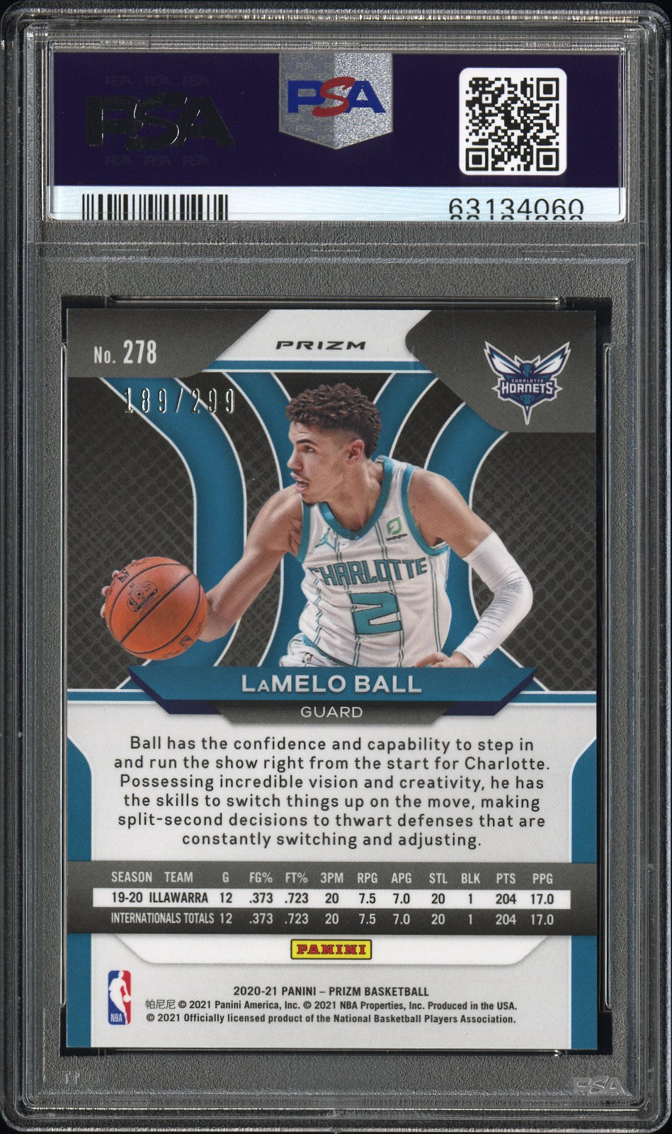 2020 Panini Prizm Lamelo Ball Red Prizm PSA 9