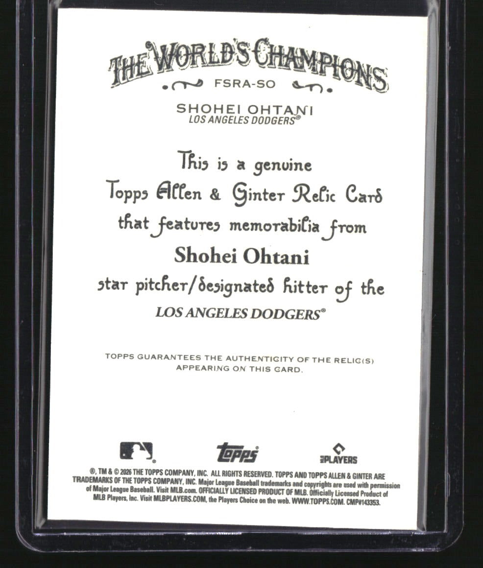 2026 Topps Allen & Ginter Shohei Ohtani Full-Size Relic A