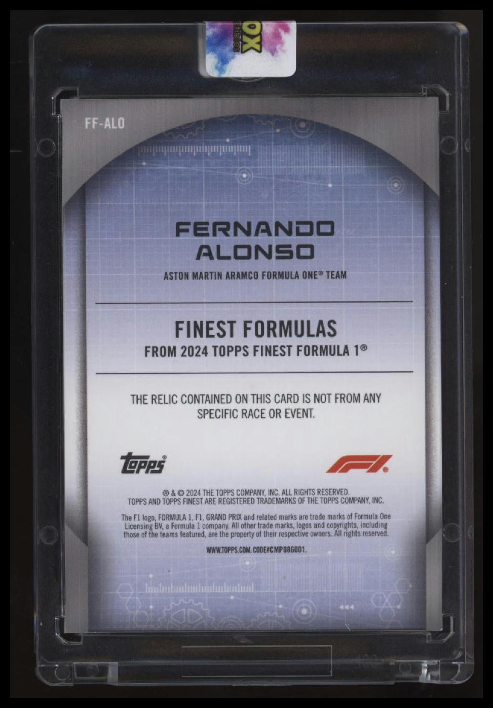 2024 Topps Finest Formula 1 Fernando Alonso Finest Formulas Green #/50