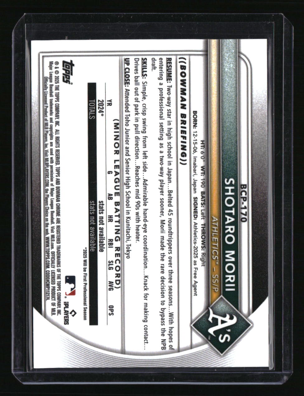 2025 Bowman Chrome Sapphire Edition Shotaro Morii Prospects Image Variation