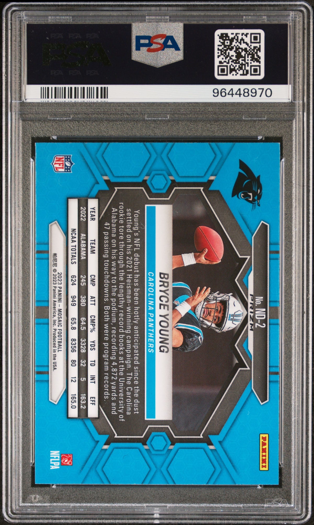 2023 Panini Mosaic Nfl Debut Bryce Young Nfl Debut-Mosaic PSA 9