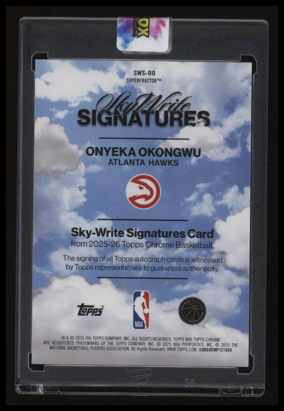 2025-26 Topps Chrome Onyeka Okongwu Sky Write Signatures Superfractors #/1