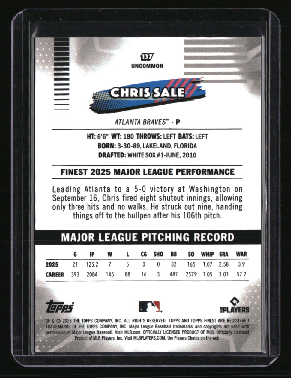 2026 Finest Chris Sale Molten Mercury Refractors #/11