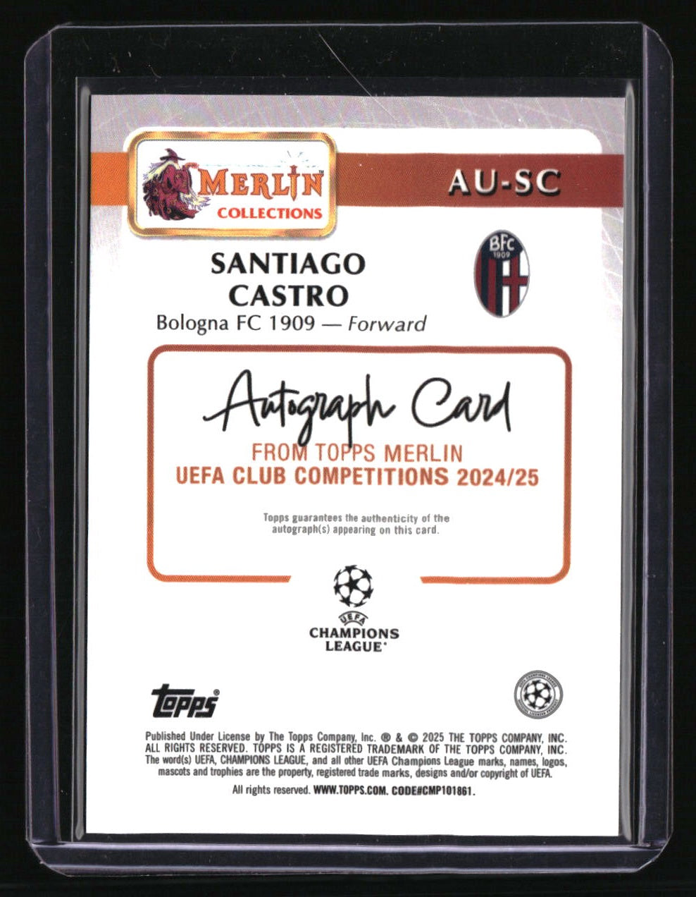 2024-25 Merlin UEFA Club Competitions Santiago Castro Base Autographs Blue #/150