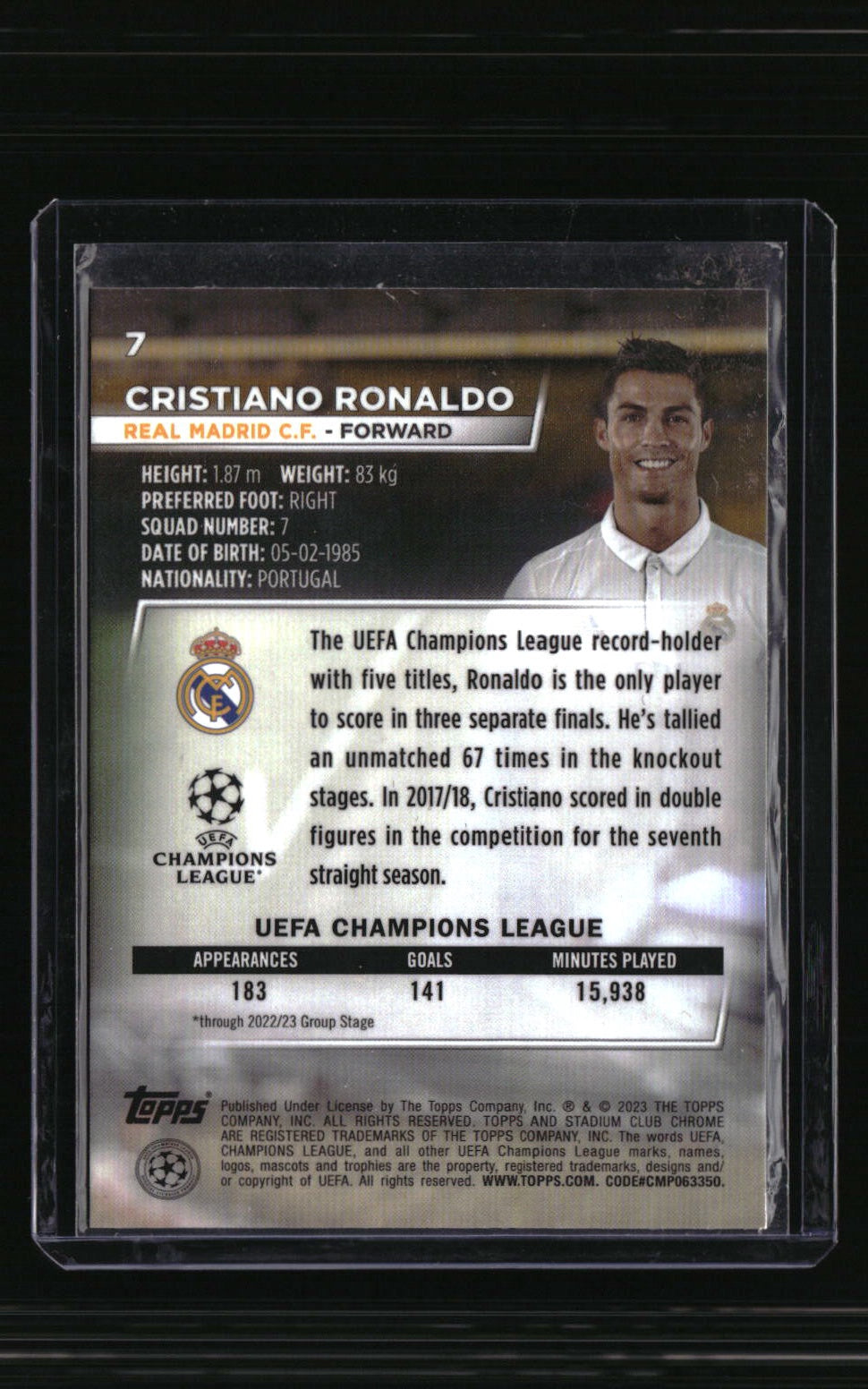 2022-23 Stadium Club Chrome UEFA Club Competitions Cristiano Ronaldo