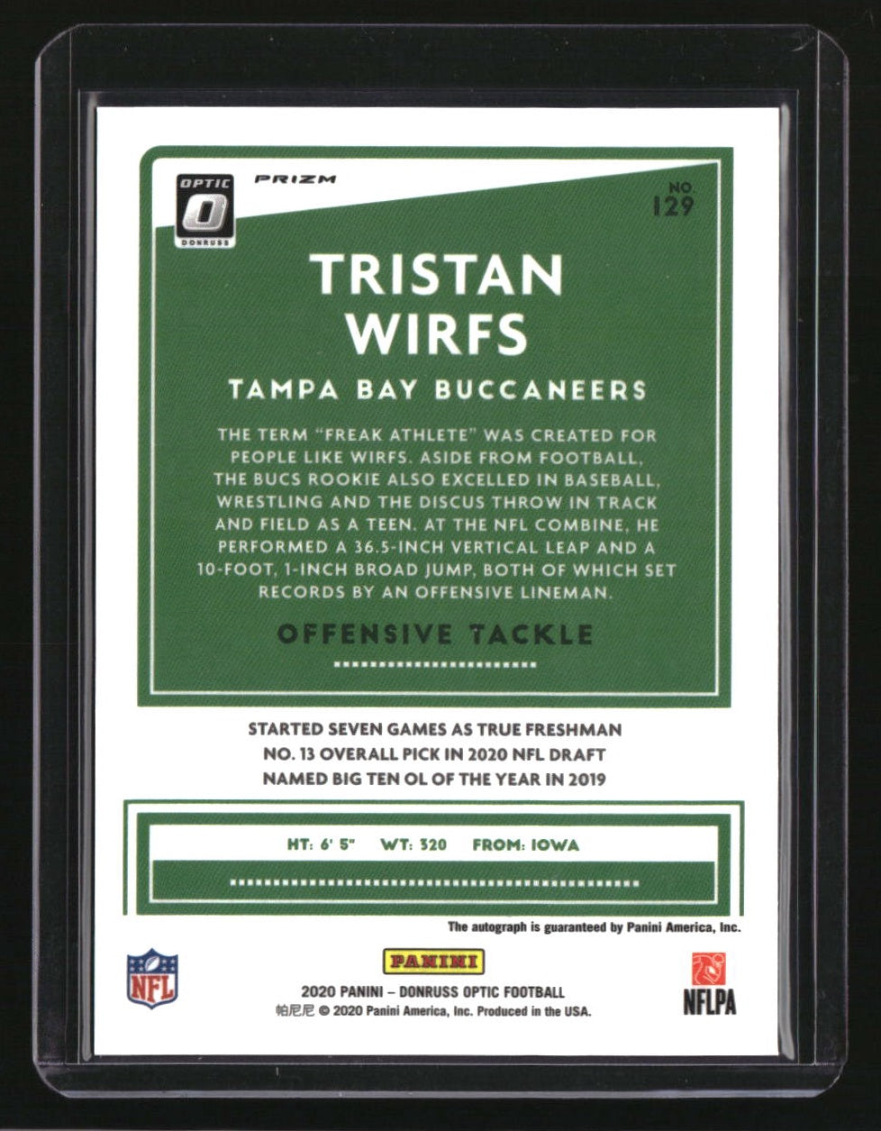 2020 Donruss Optic Tristan Wirfs Rookies Autographs Bronze