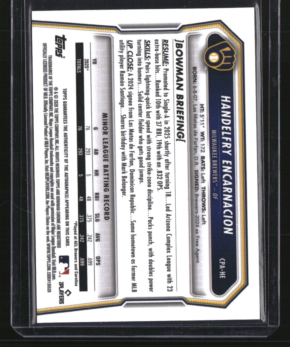 2026 Bowman Handelfry Encarnacion Chrome Prospect Autographs