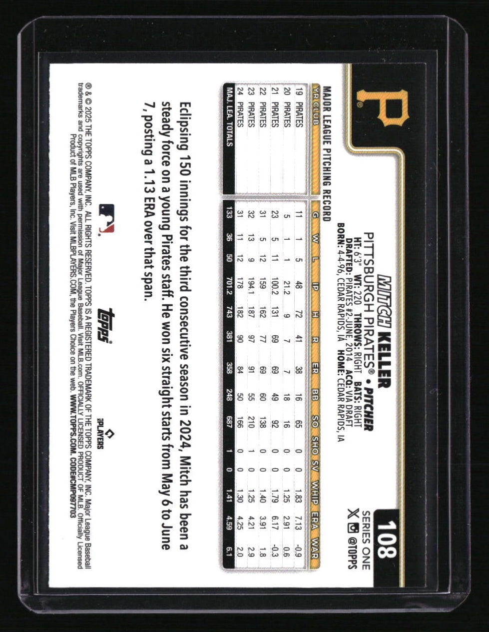 2025 Topps Mitch Keller True Photo Variations