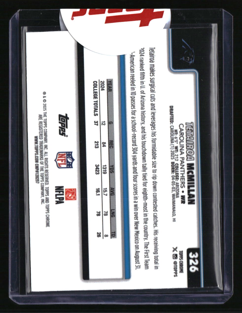 2025 Topps Chrome Tetairoa McMillan Purple Geometric Refractor #/75
