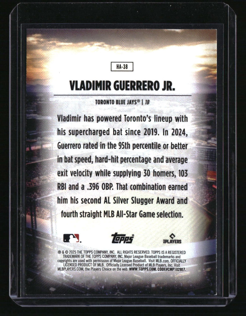 2025 Topps Vladimir Guerrero Jr. Home Field Advantage