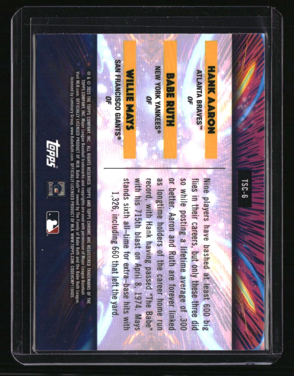 2025 Topps Chrome Cosmic Ruth / Mays / Aaron Triple Star Clusters