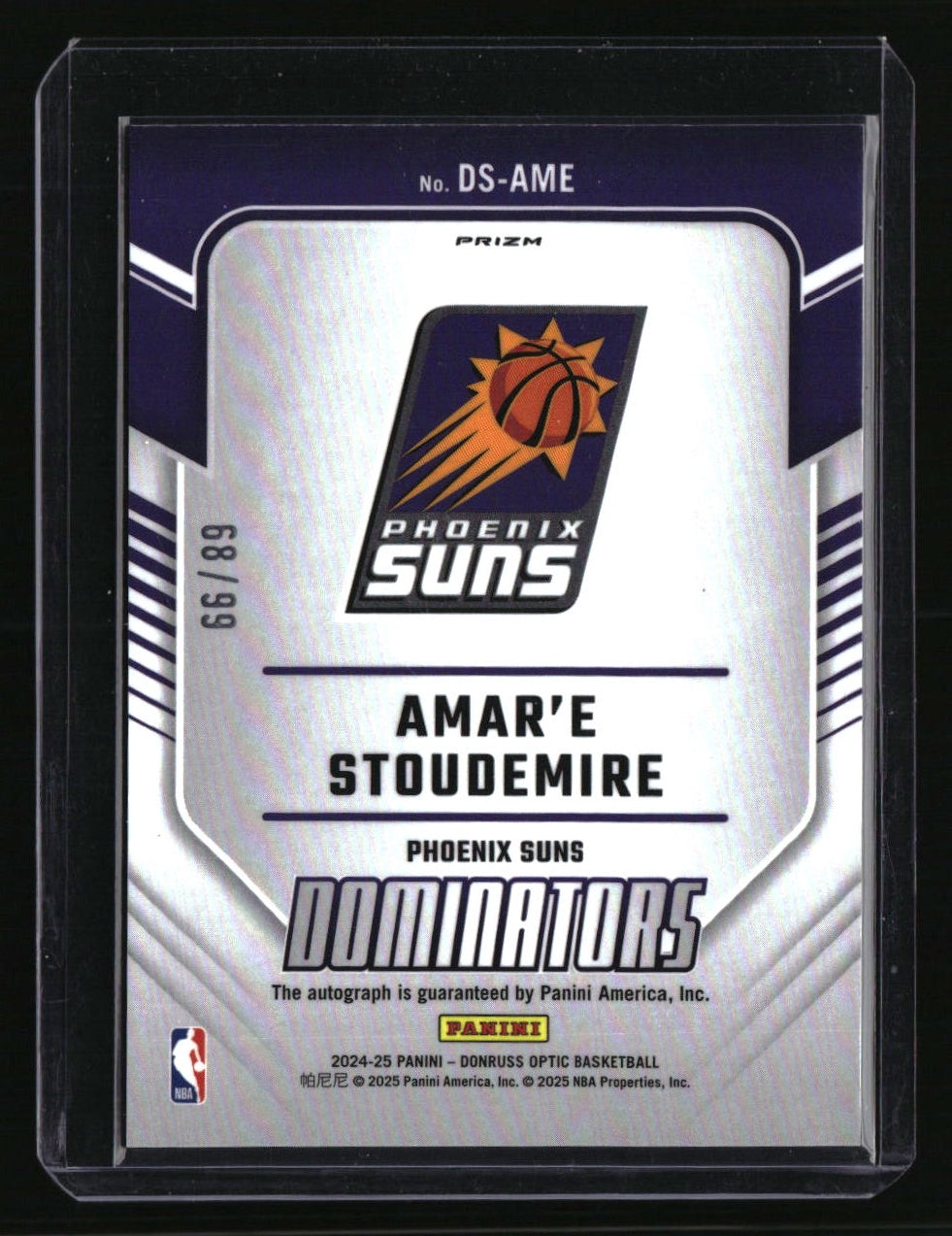 2024-25 Donruss Optic Amar'e Stoudemire Dominators Signatures Holo #/99