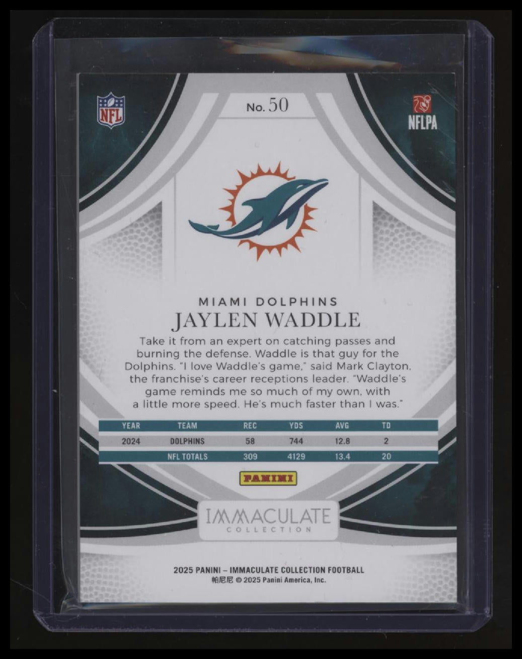 2025 Panini Immaculate Collection Jaylen Waddle Blue #/50