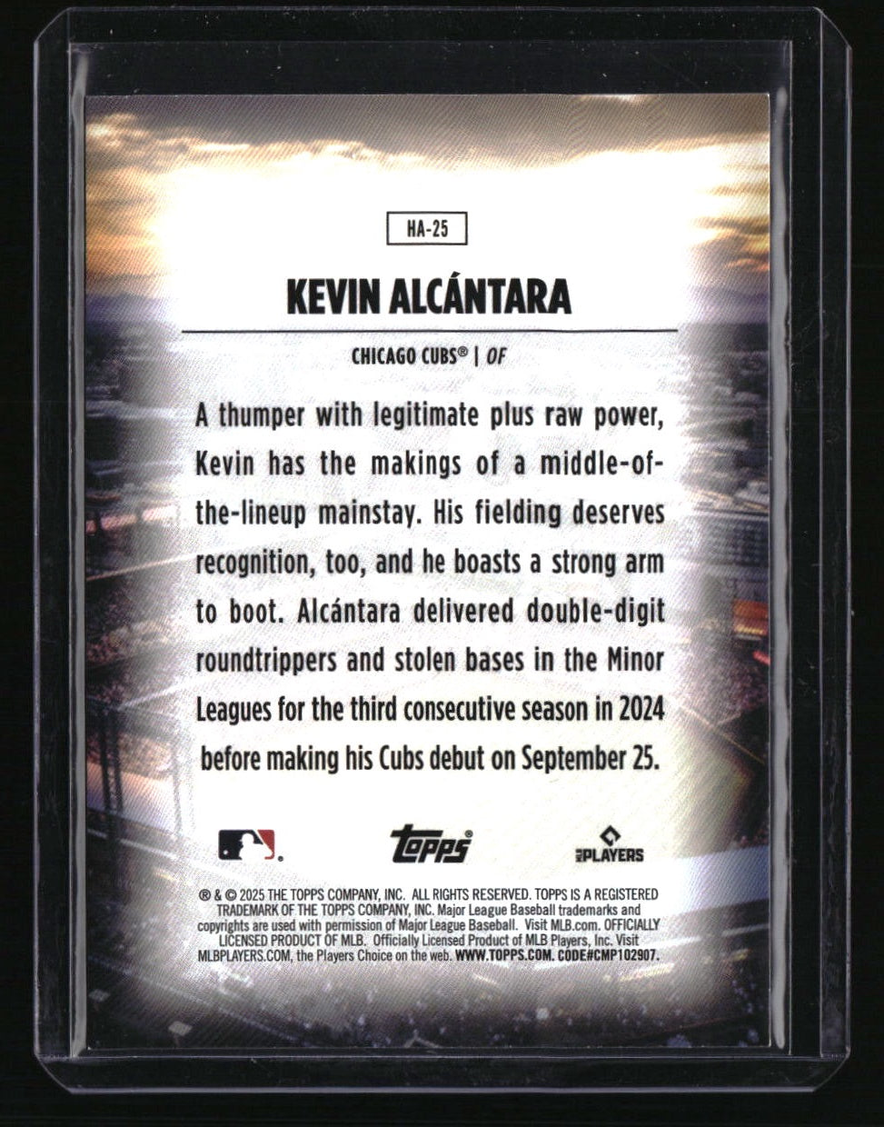 2025 Topps Kevin Alcántara Home Field Advantage