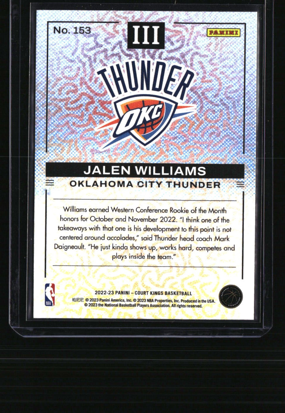 2022-23 Panini Court Kings Jalen Williams Level 3