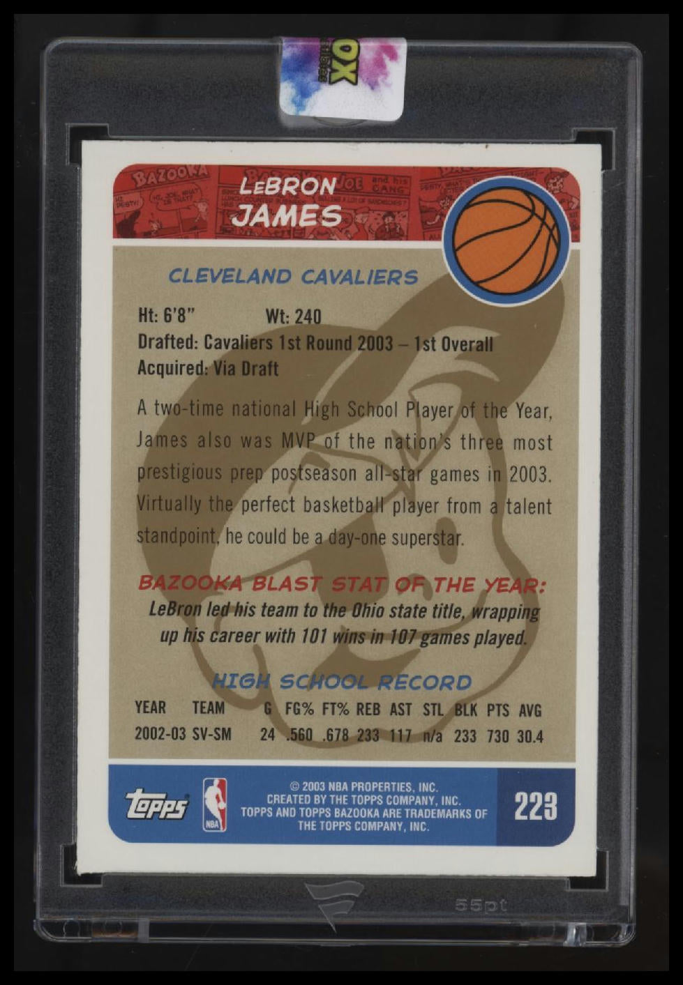 2003-04 Bazooka LeBron James Gold