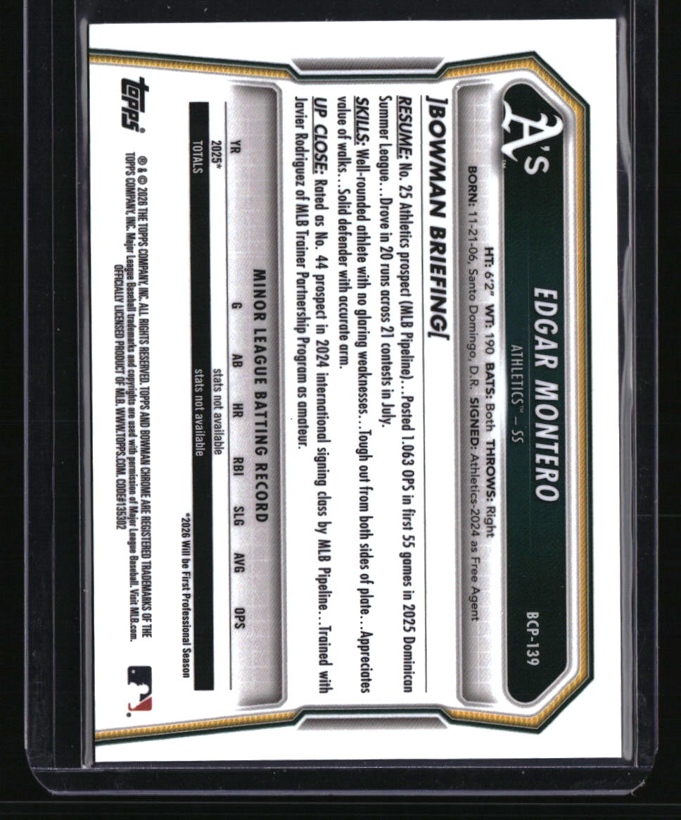 2026 Bowman Sapphire Edition Edgar Montero Yellow #/75