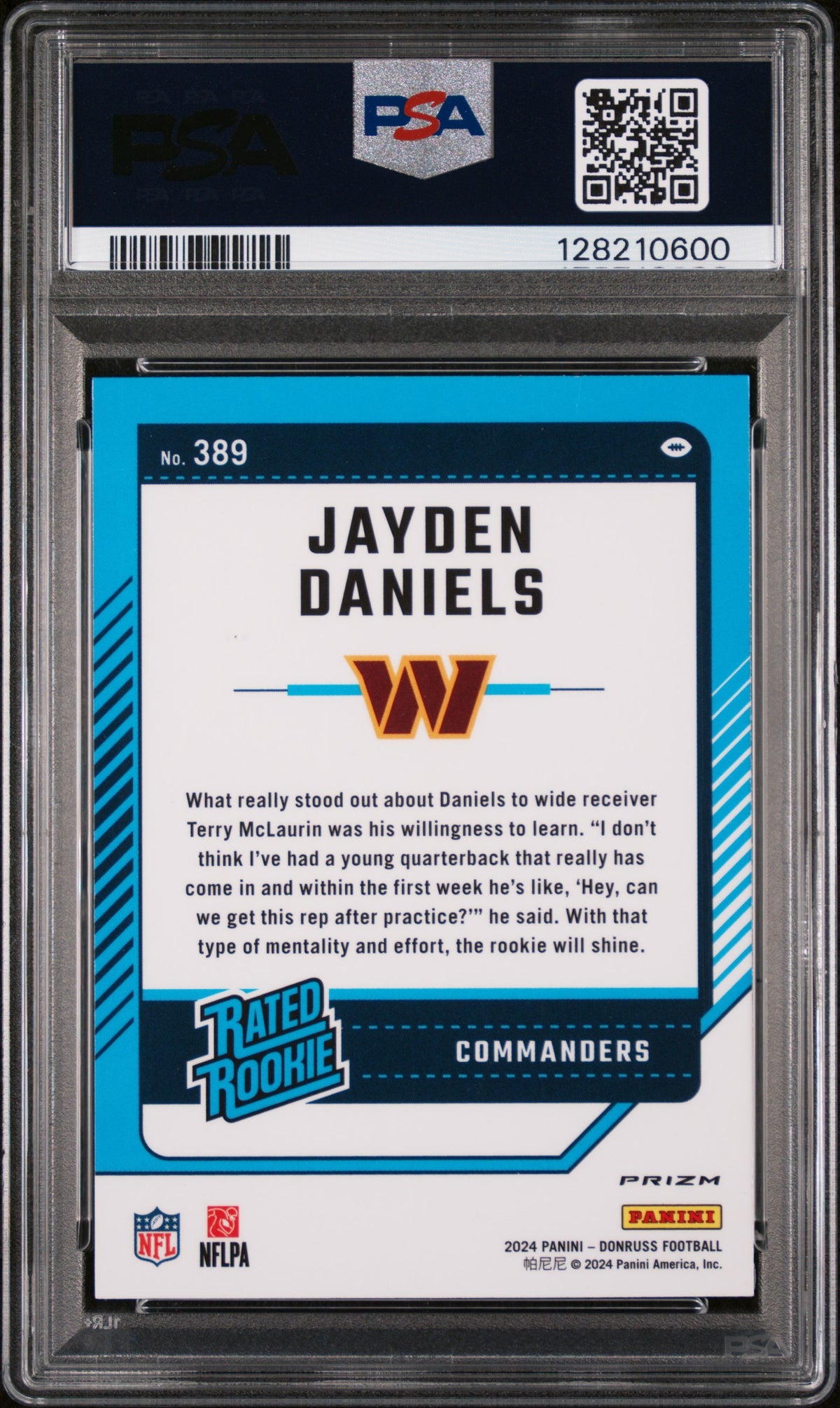 2024 Panini Donruss Jayden Daniels Optic Preview PSA 9