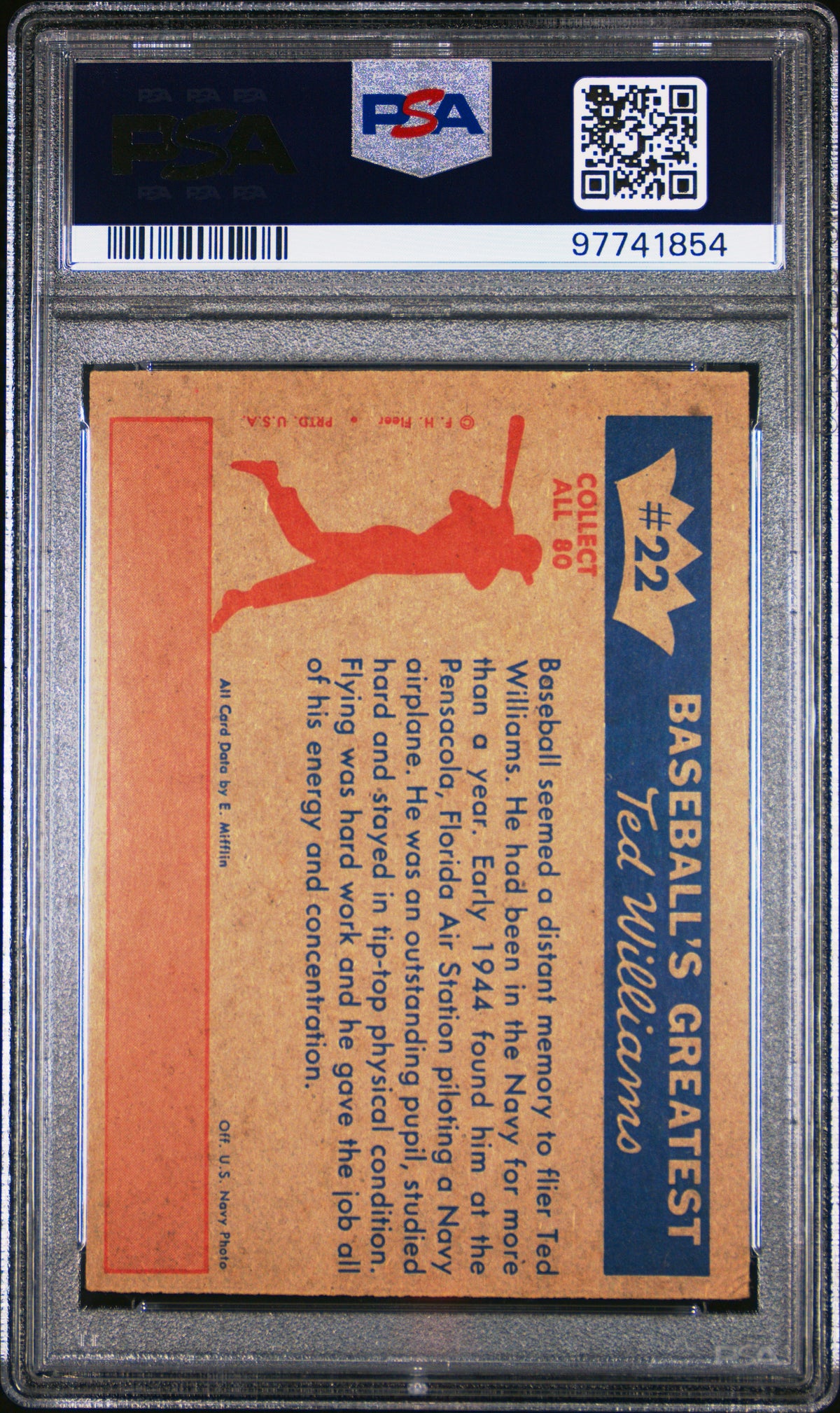 1959 Fleer Ted Williams 1944-Ted Solos PSA 3