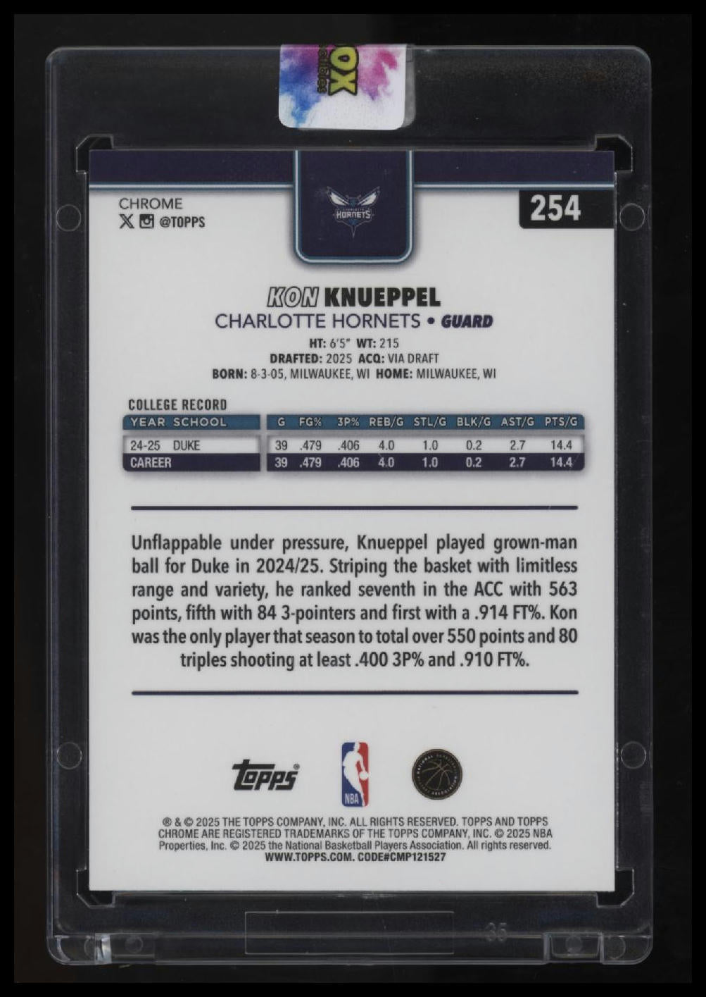 2025-26 Topps Chrome Kon Knueppel X-Fractor