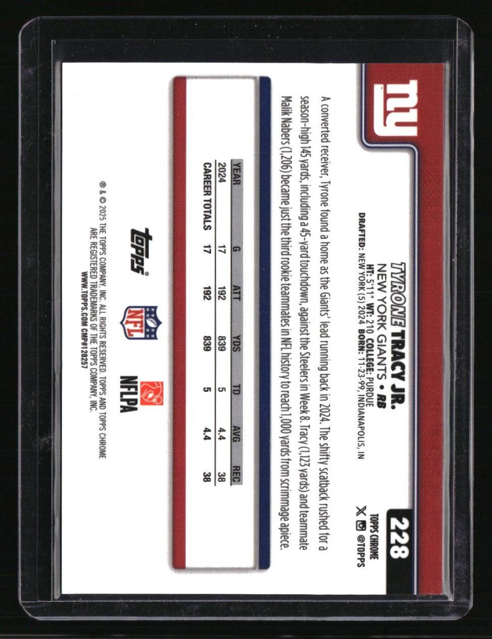 2025 Topps Chrome Tyrone Tracy Jr. Gold Geometric Refractor #/50