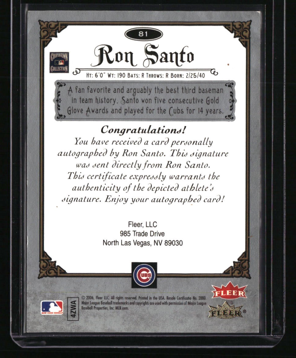 2006 Fleer Greats of the Game Ron Santo Autographs