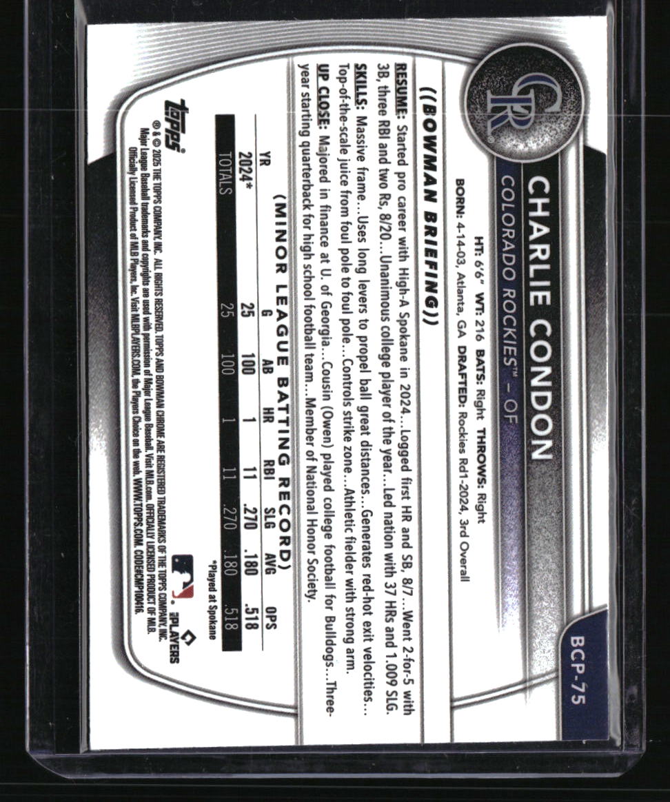 2025 Bowman Sapphire Edition Charlie Condon