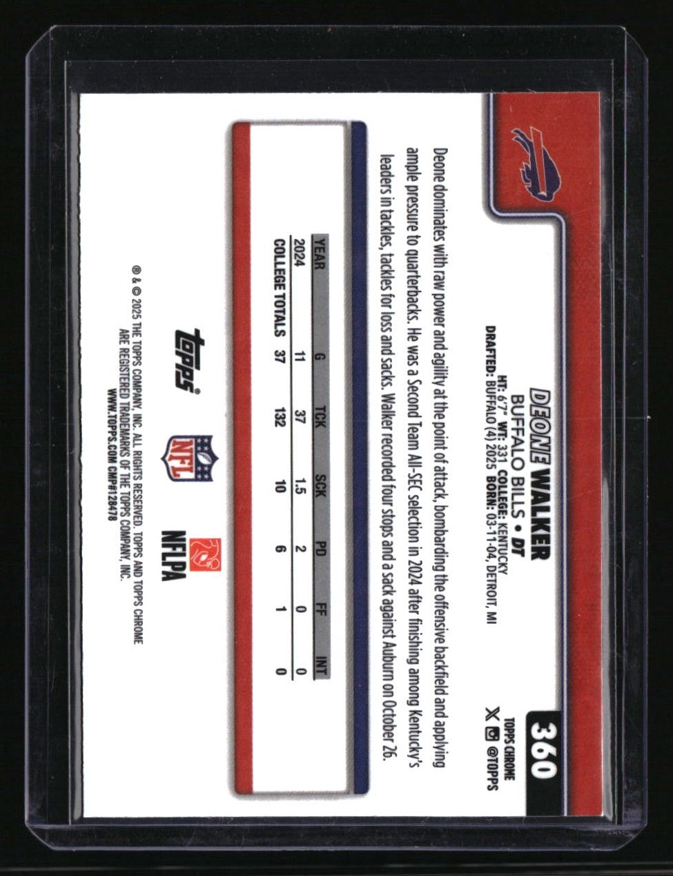 2025 Topps Chrome Deone Walker Team Camo