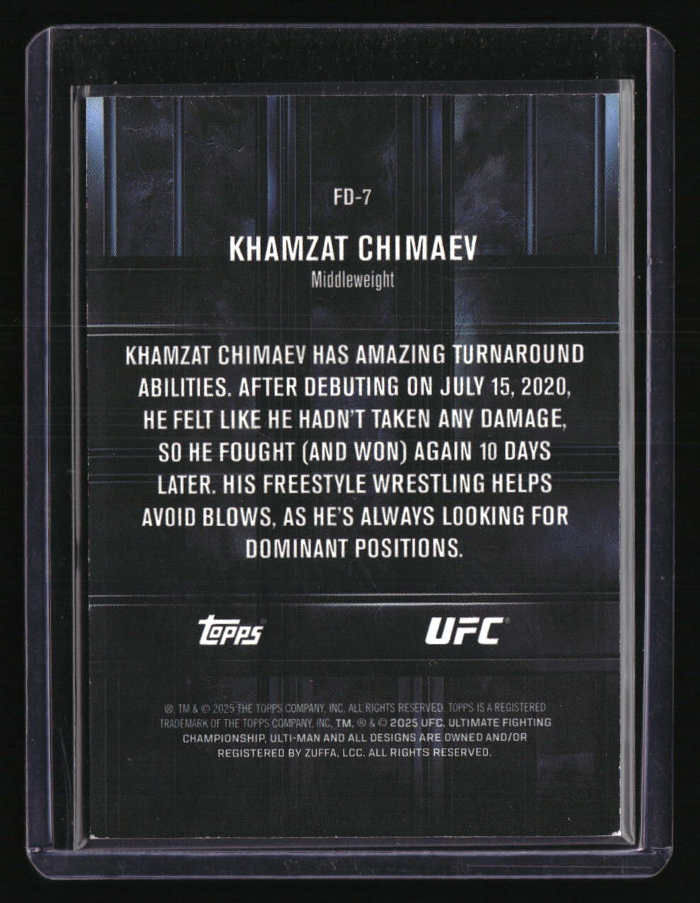 2025 Topps Knockout UFC Khamzat Chimaev Fight DNA Red #/25
