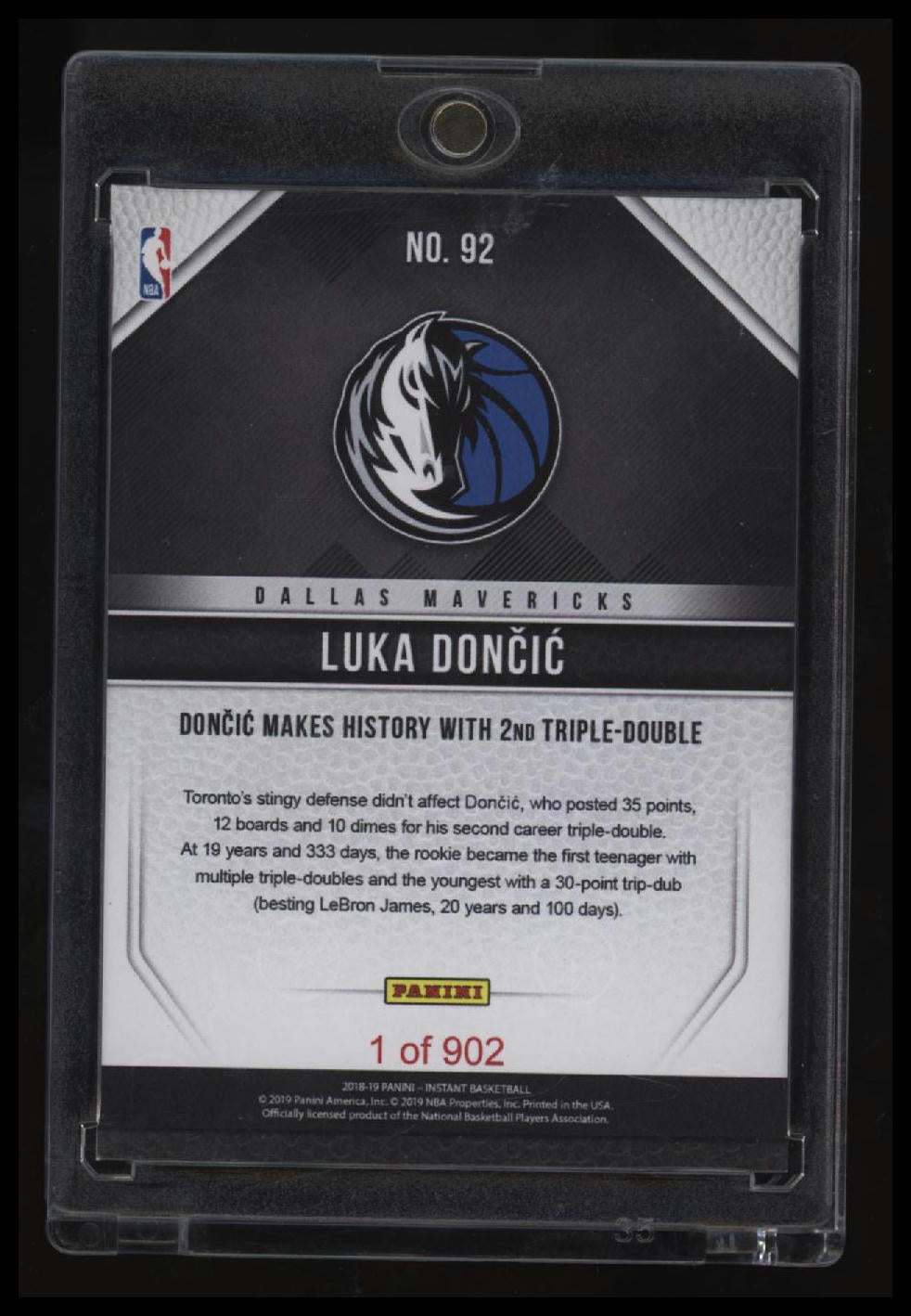 2018-19 Panini Instant NBA Luka Dončić 1/902 #902