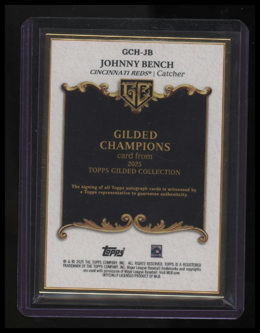 2025 Topps Gilded Collection Johnny Bench Gilded Champions #/50