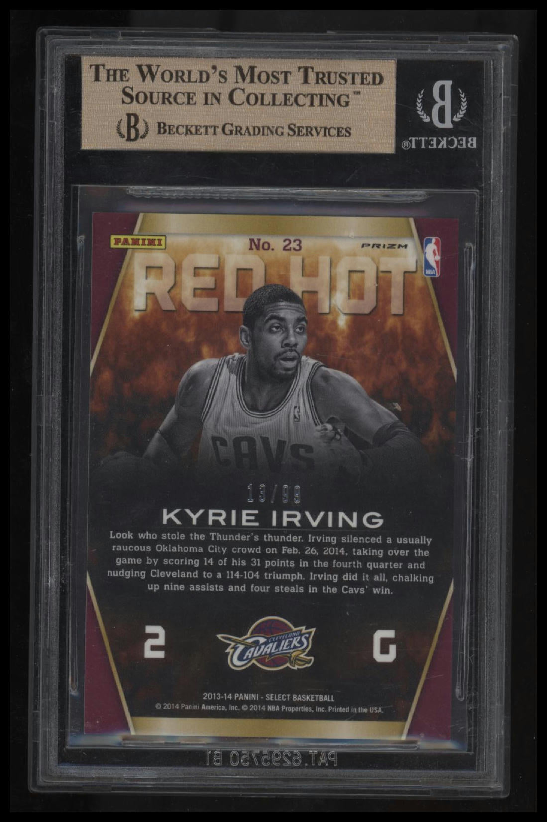 2013-14 Select Red Hot Prizms Purple Kyrie Irving BGS 9.5