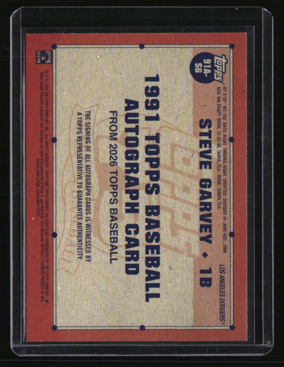 2026 Topps Steve Garvey 35th Anniversary Autographs (Series Two)
