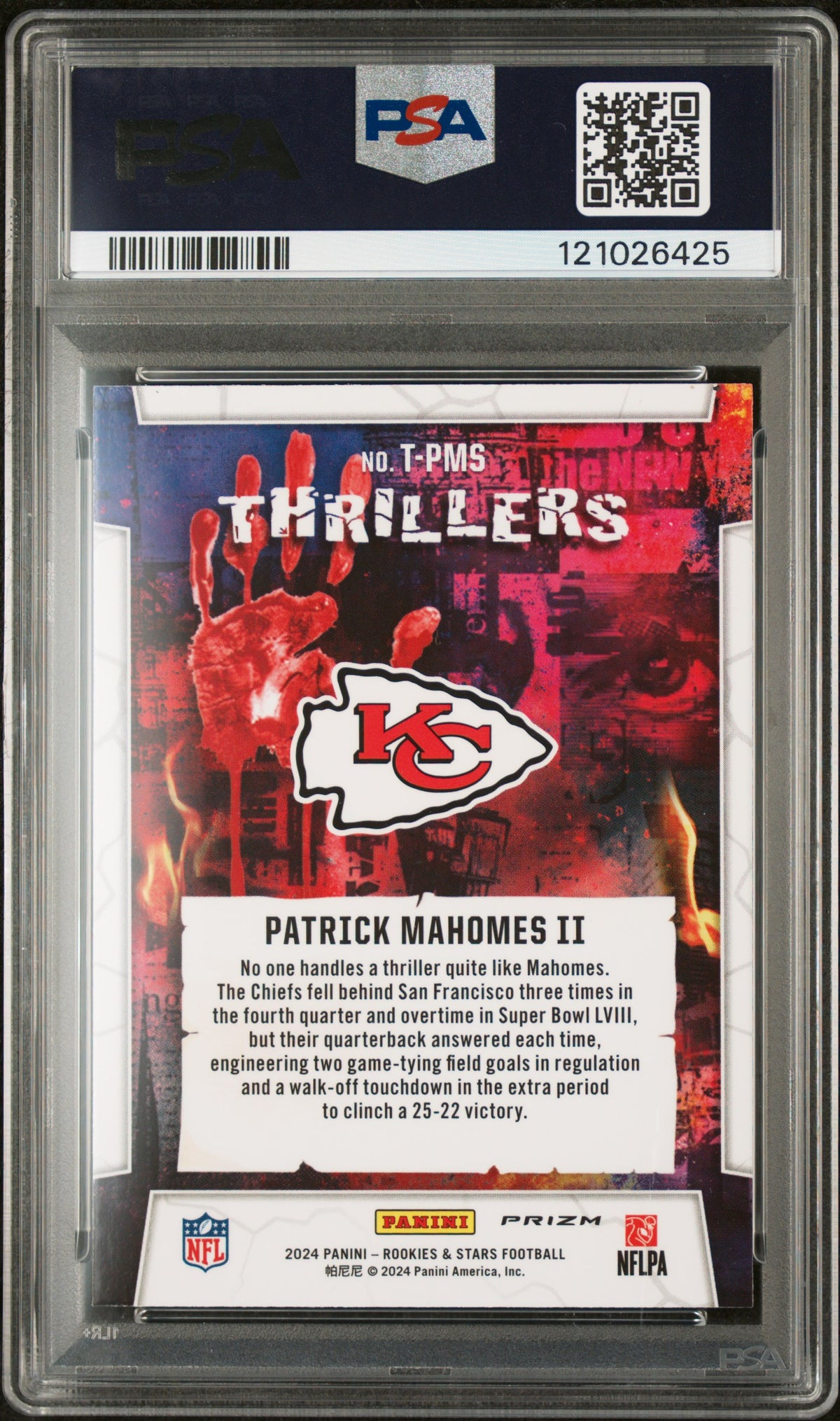 2024 Panini Rookies & Stars Thrillers Patrick Mahomes II Red Plaid PSA 9