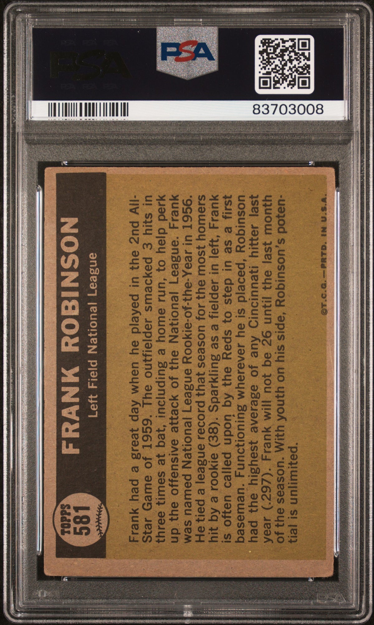 1961 Topps #581 Frank Robinson All Star PSA 4