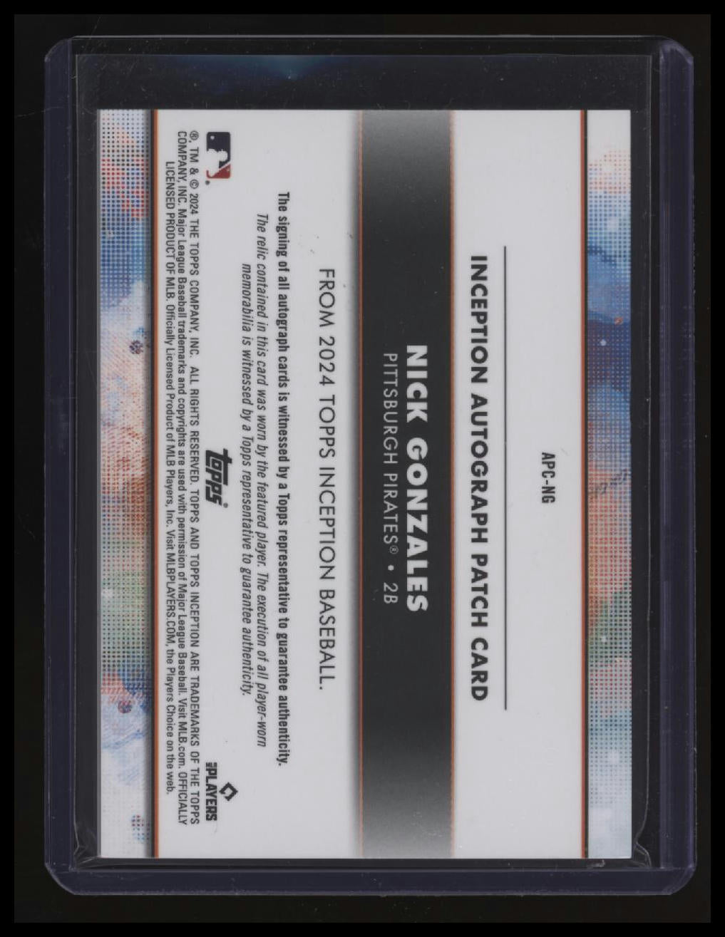 2024 Topps Inception Nick Gonzales Autographed Patch Green #/99