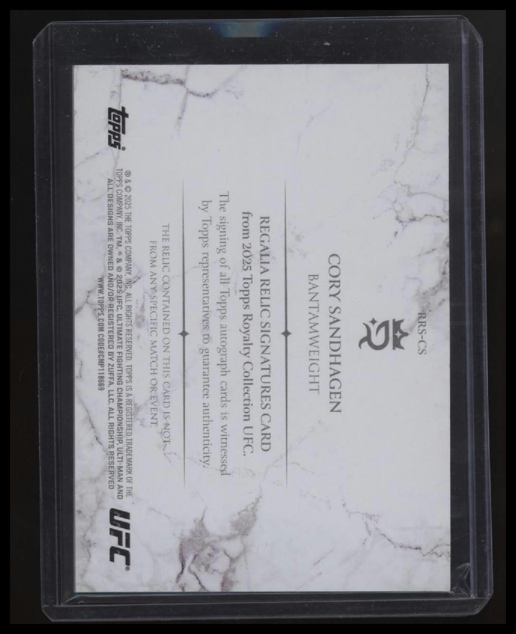2025 Topps Royalty UFC Cory Sandhagen Regalia Relic Signatures #/99