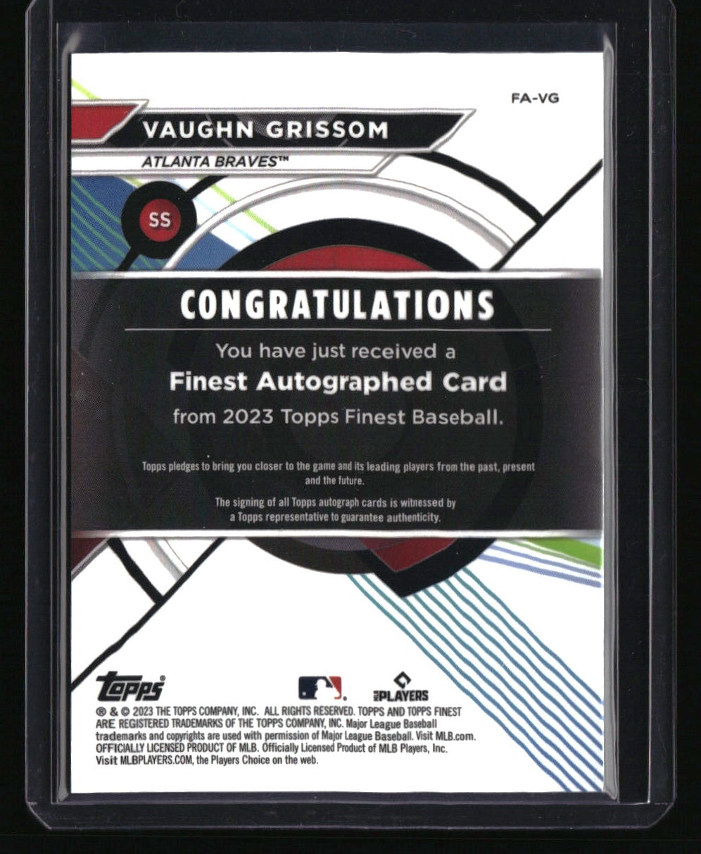 2023 Finest Vaughn Grissom Finest Autographs Blue Refractor #/150