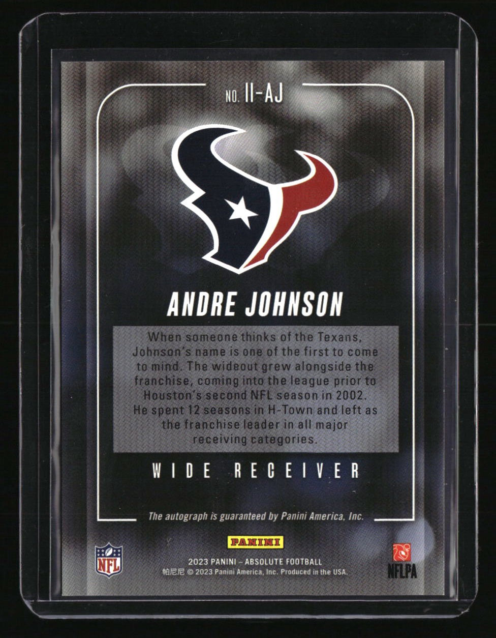 2023 Panini Absolute Andre Johnson Iconic Ink Green #/25