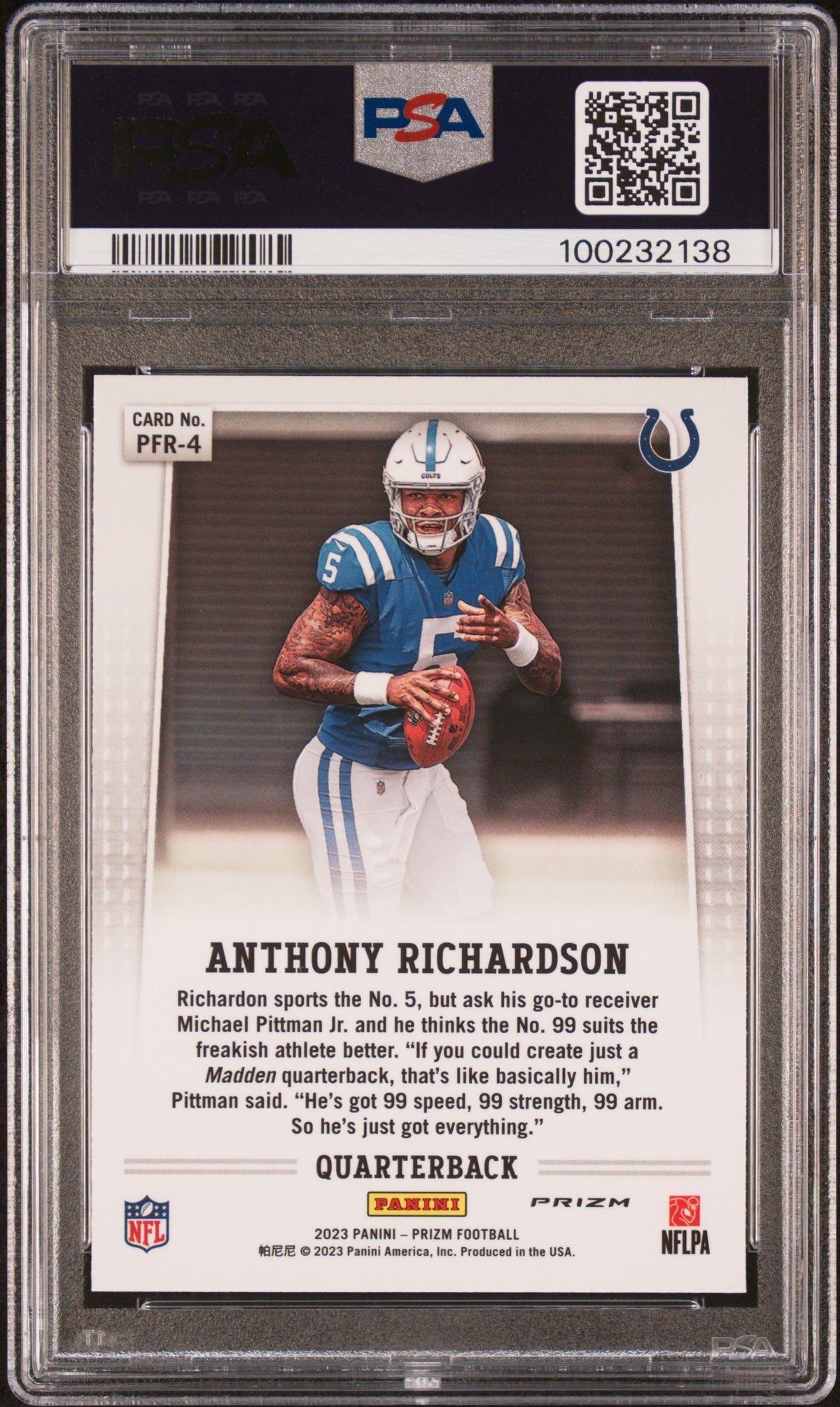 2023 Panini Prizm Flashback Rookie Anthony Richardson Rookie-No Huddle PSA 10