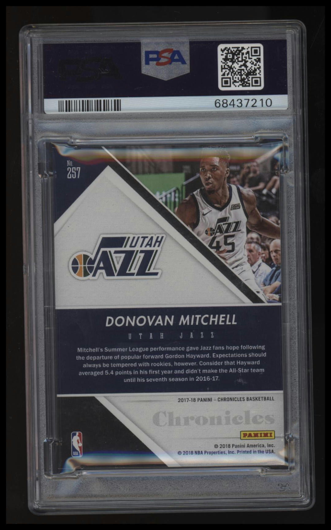 2017 Panini Chronicles Donovan Mitchell Artist Proof-Blue PSA 7