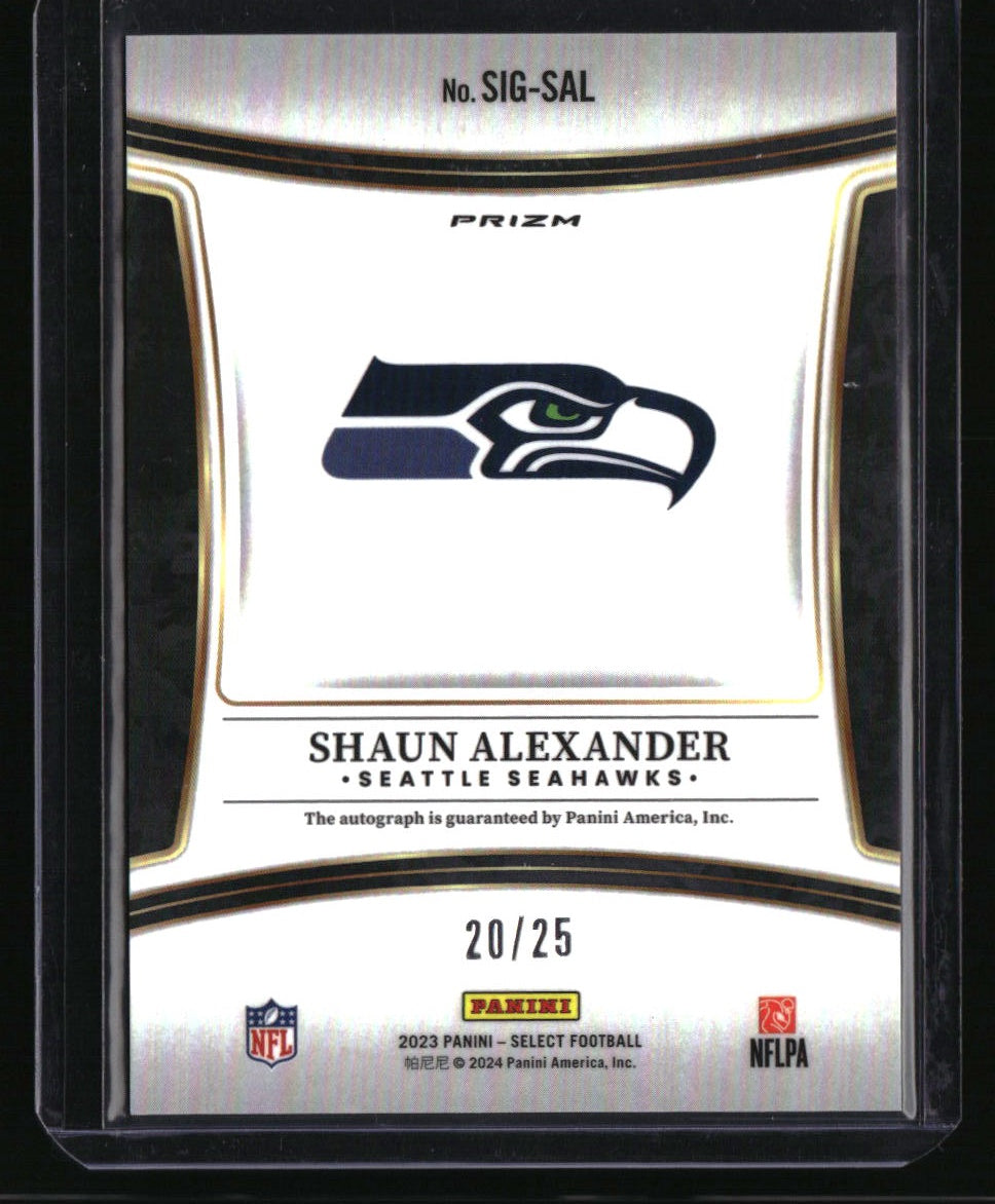 2023 Panini Select Shaun Alexander Signatures Tie-Dye Prizm #/25