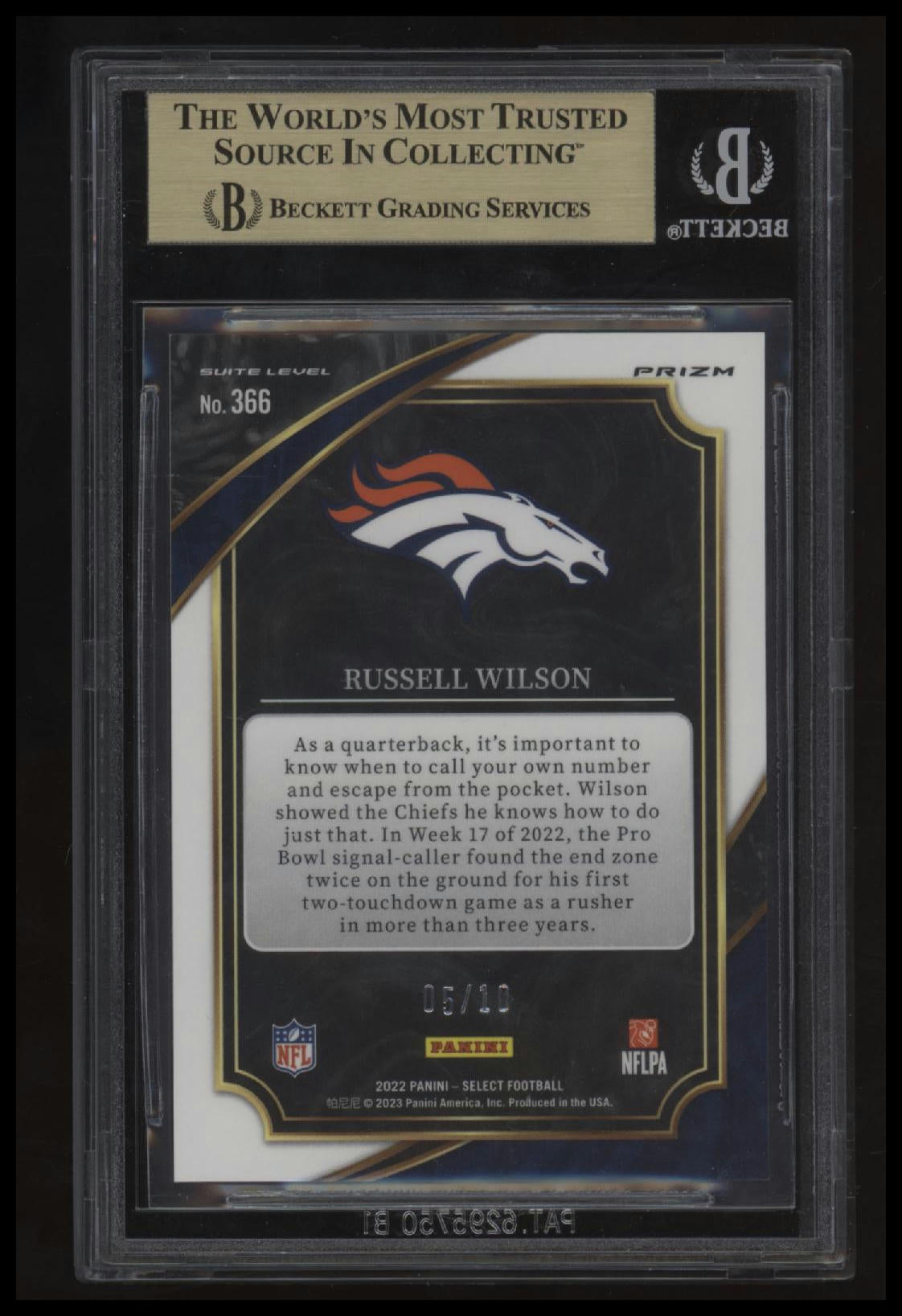 2022 Select Prizm Gold Russell Wilson BGS 9.5