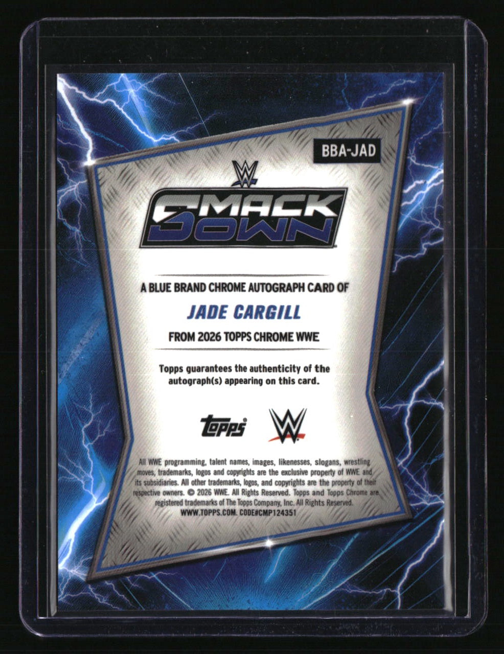 2026 Topps Chrome WWE Jade Cargill Blue Brand Autographs