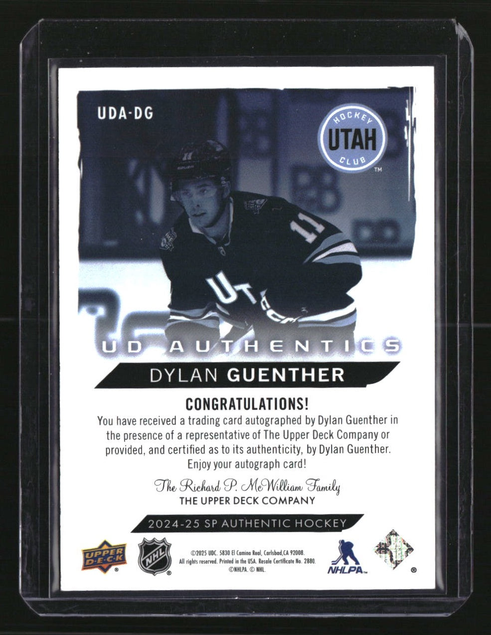 2024-25 SP Authentic #UDA-DG Dylan Guenther UD Authentics Auto