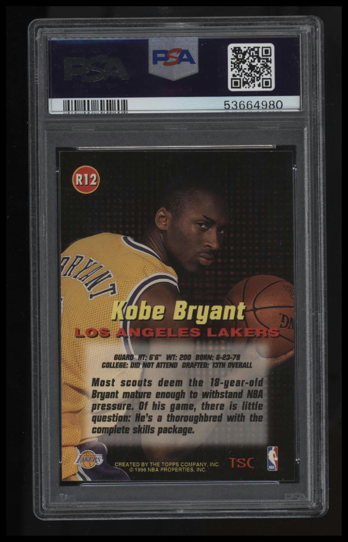 1996 Stadium Club Rookies 1 Kobe Bryant Rookies 1 PSA 9