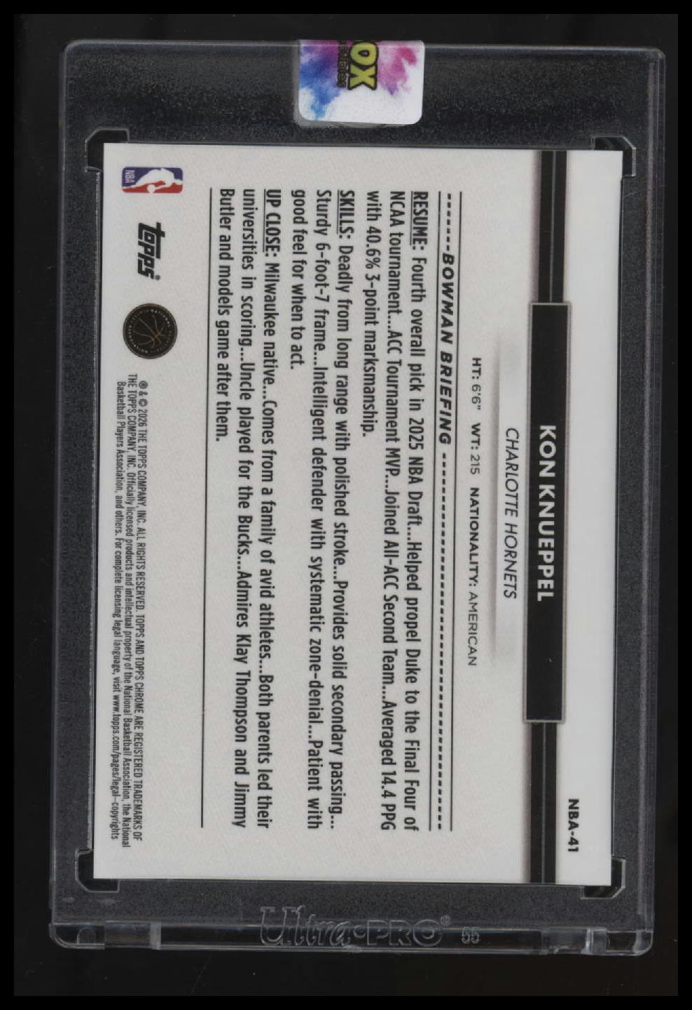 2026 Topps Chrome National Sports Collectors Convention Kon Knueppel Orange #/25