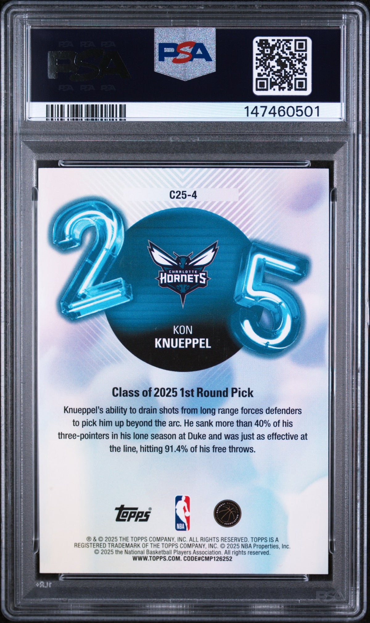 2025 Topps Class Of '25 Kon Knueppel PSA 8