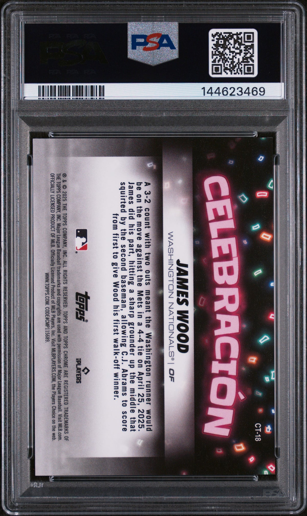2025 Topps Chrome Update Celebracion James Wood PSA 10